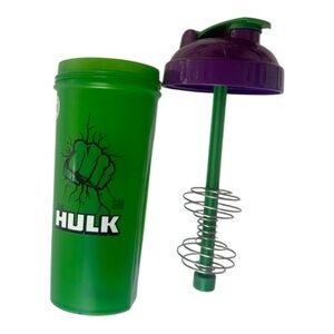 Green Hulk Shaker Bottle with Purple Lid